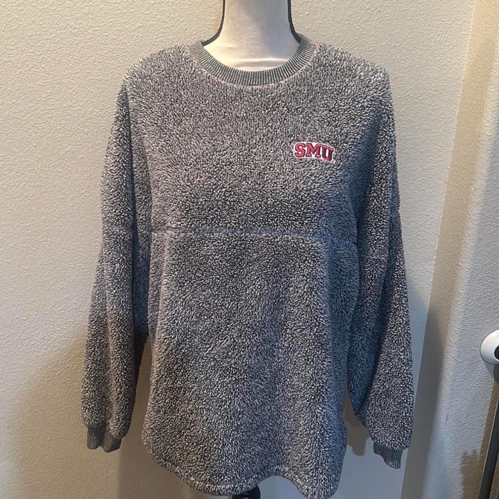 SMU Southern Methodist University Sweatshirt in Heather Gray Crew Neck Sweater